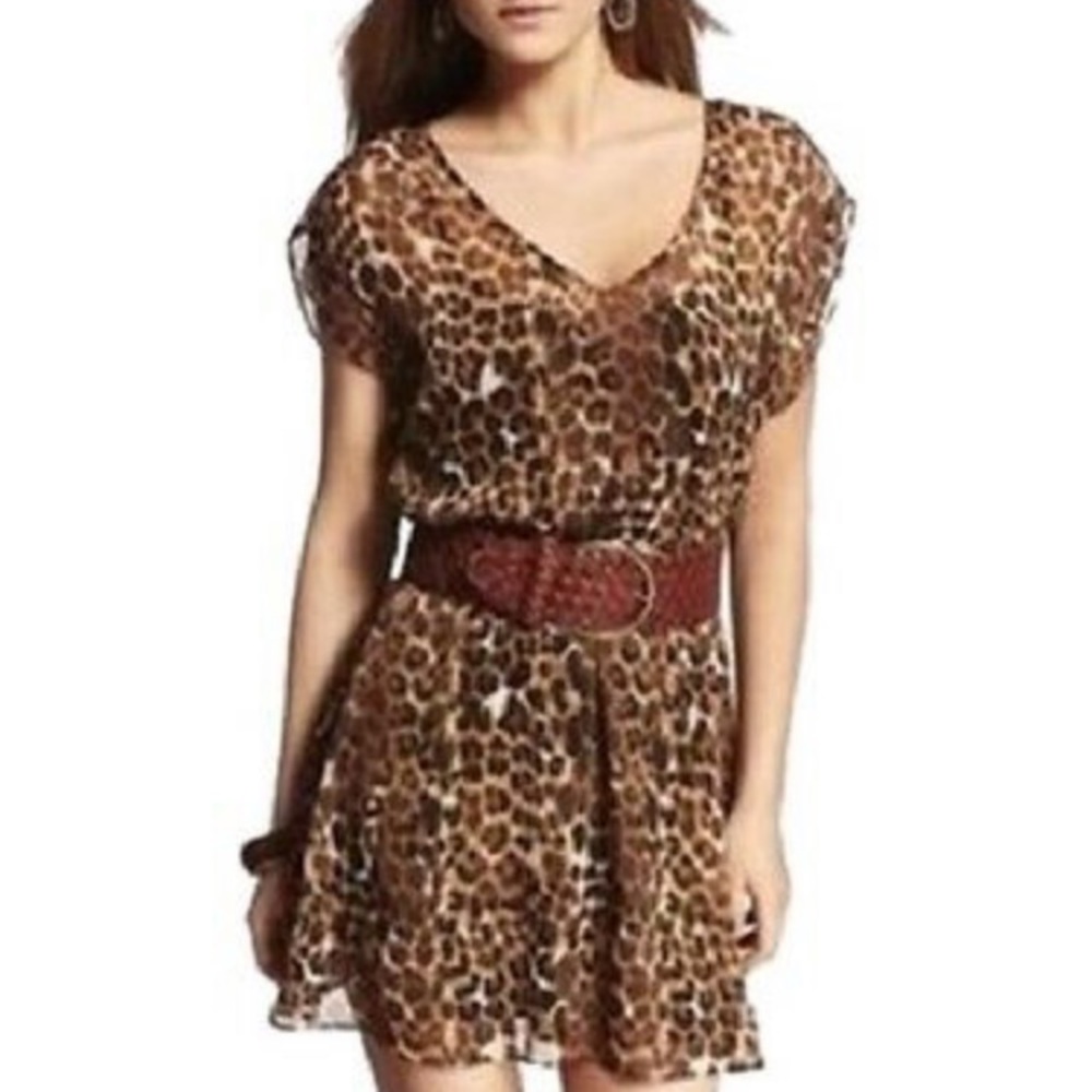 Express Flutter Sleeve Leopard Print Dress NWT